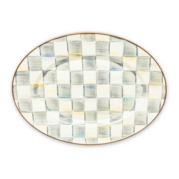Mackenzie-Childs Sterling Check Small Oval Platter 15.75x11 NEW - Picture 1 of 3